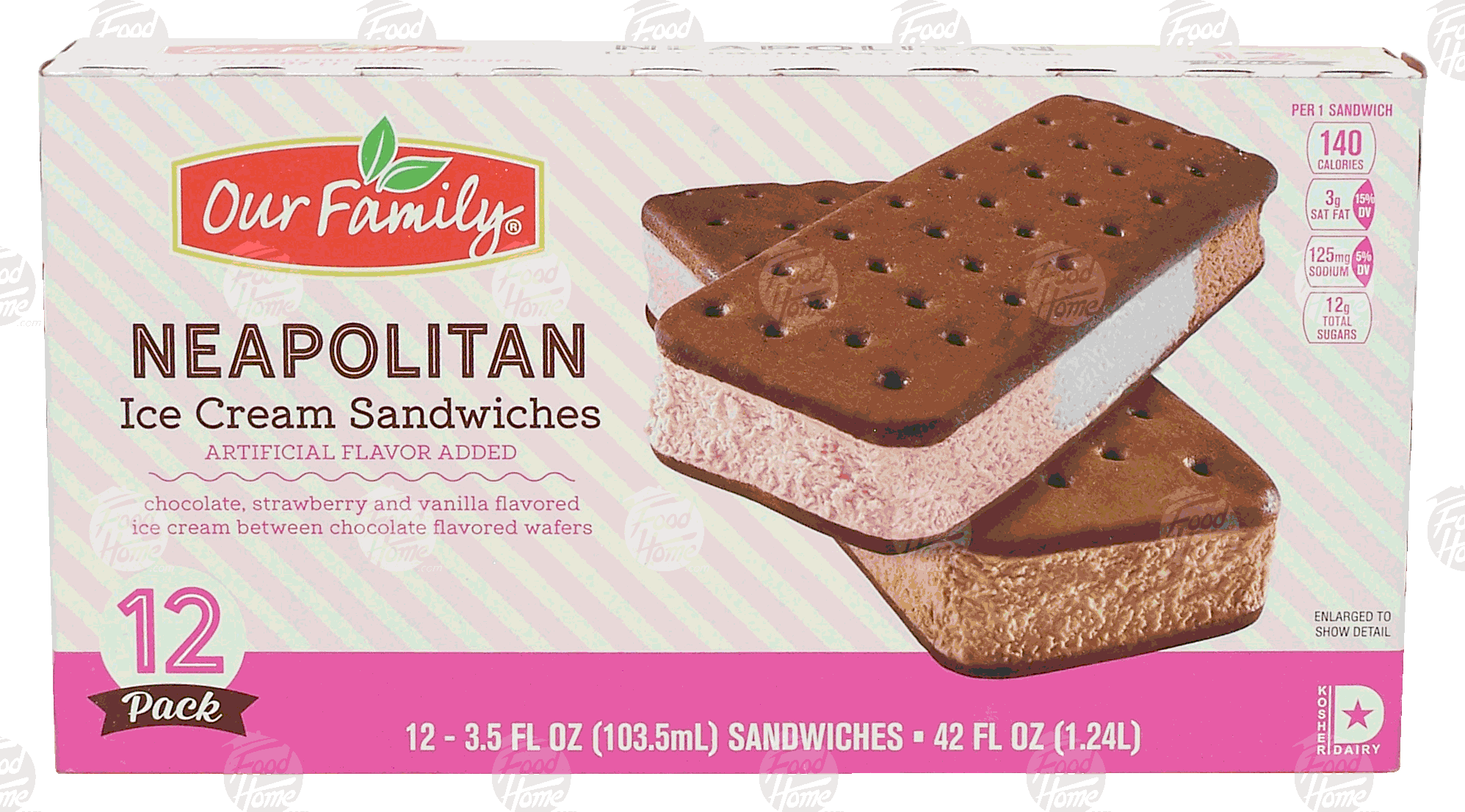 Our Family  neapolitan ice cream sandwiches, 12-count Full-Size Picture